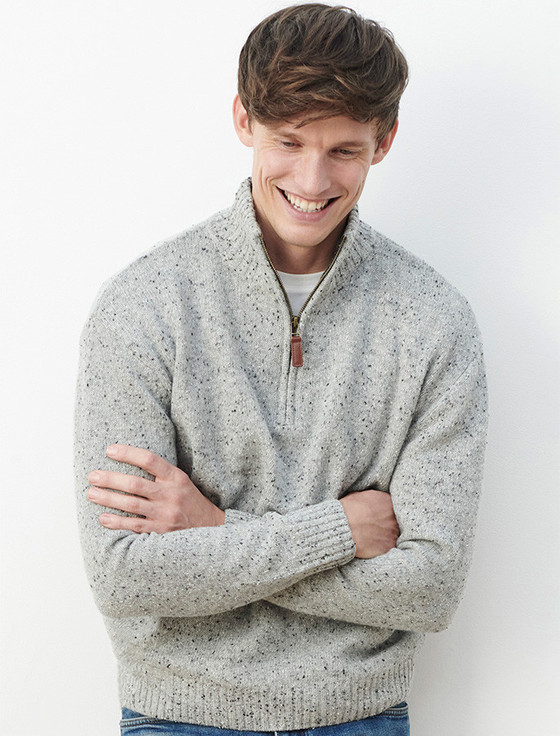 Donegal Blend Zip Neck Sweater - Flannel Grey