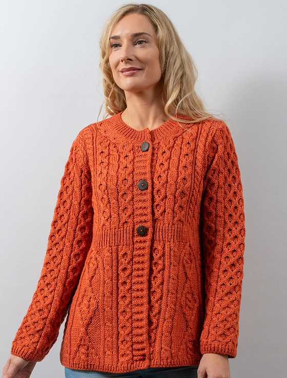 Women's Merino Wool A-Line Fit Cardigan - Autumn Leaf