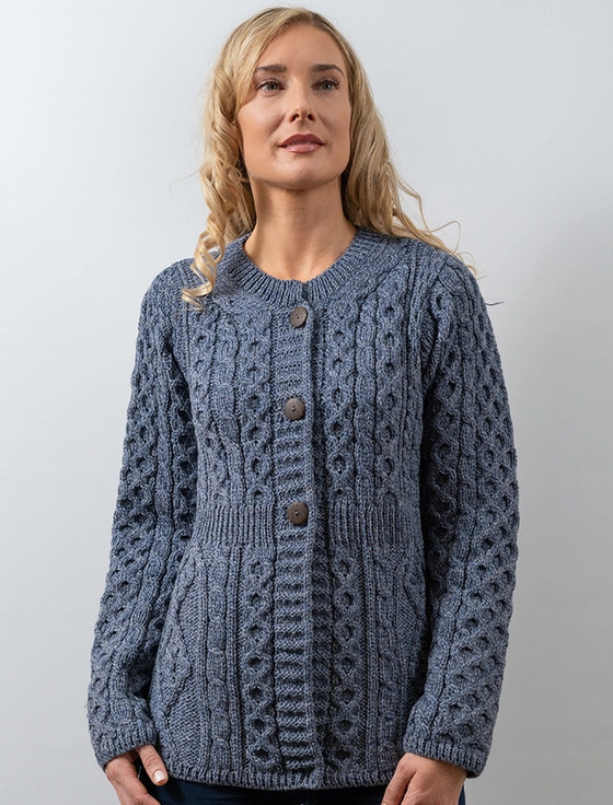 Women's Merino Wool A-Line Fit Cardigan - Denim