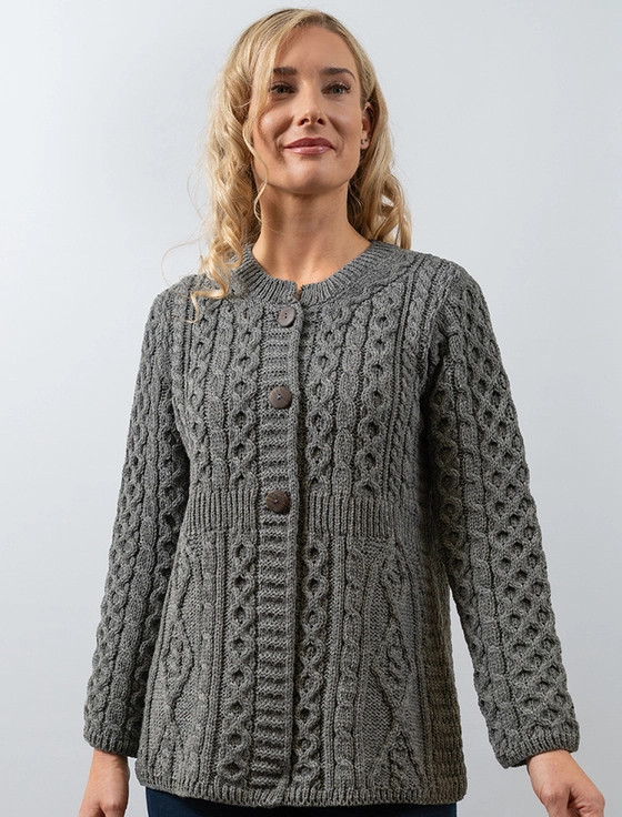 Women's Merino Wool A-Line Fit Cardigan - Grey