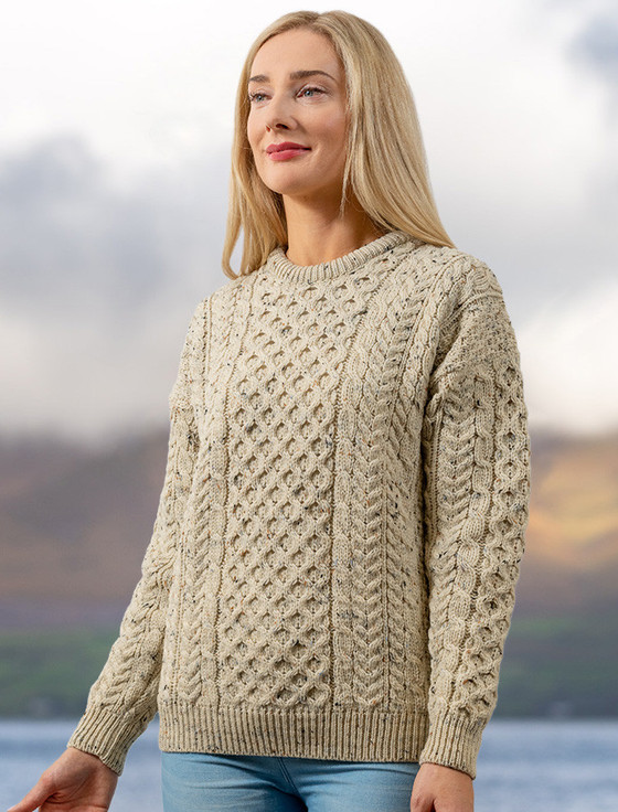 Women's Merino Aran Sweater - Aran Nep