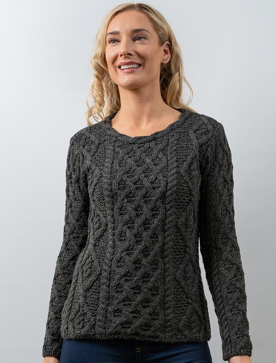 Lambay Aran Sweater for Women - Graphite