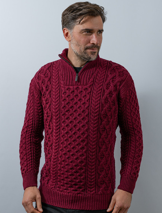 Unisex Heavyweight Aran Sweater Claret