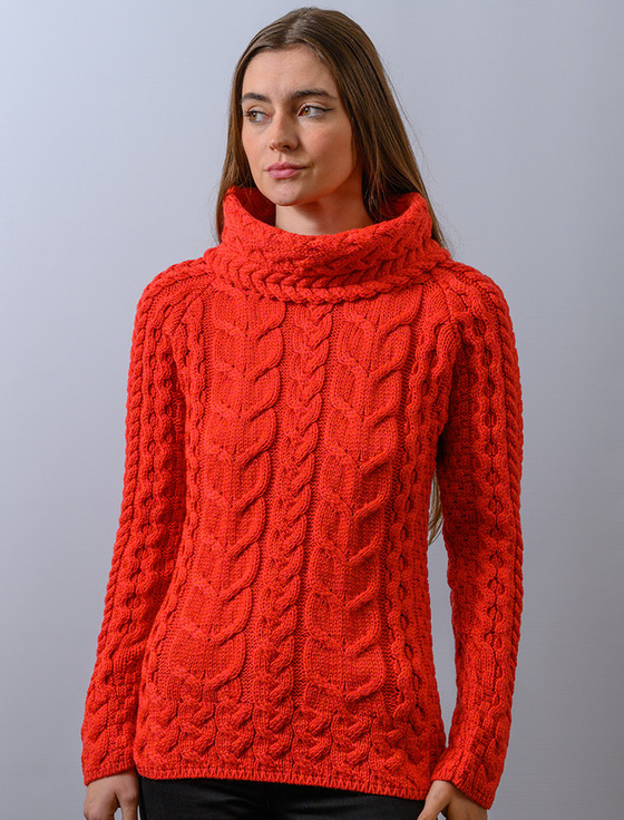 Super Soft Cowl Neck Aran - Coral