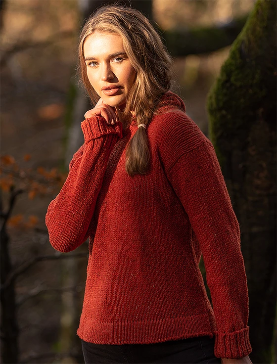 Ladies Crop Hooded Sweater - Autumn Oak