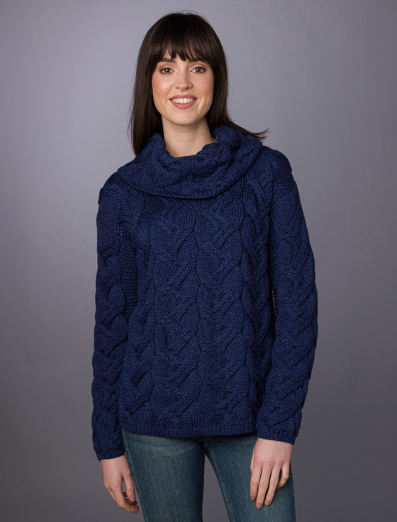 Super Soft Chunky Cable Cowl Neck Aran - Ink