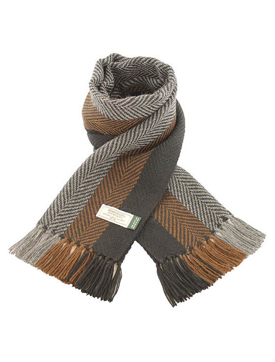 Mucros Weavers Alpaca Scarf - Brown Herringbone