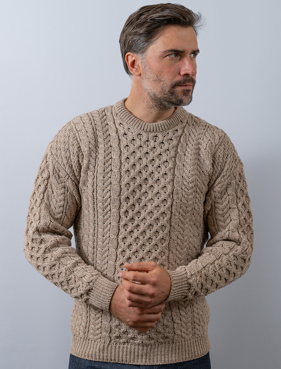 Aran Sweater Market Wool Cashmere Crew Neck Sweater