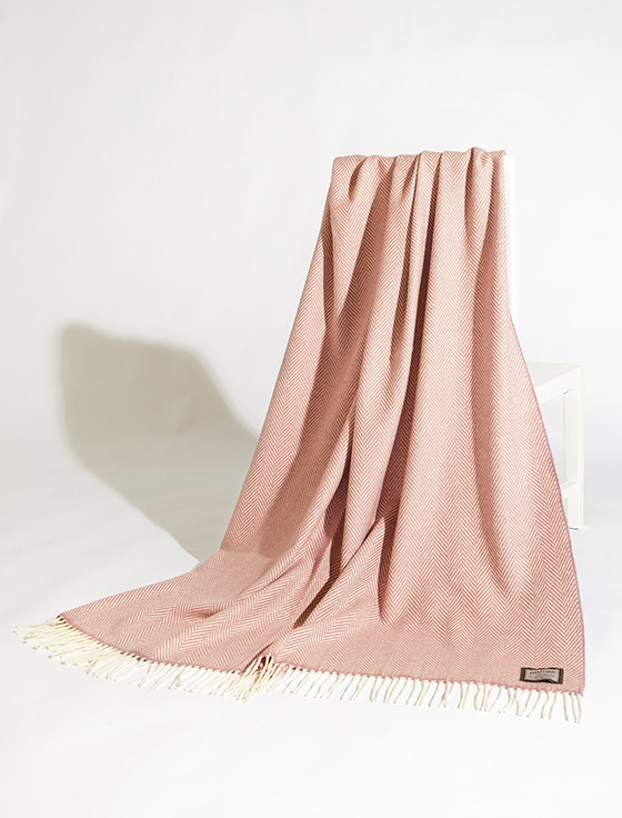 Lambswool Throw - White & Pink