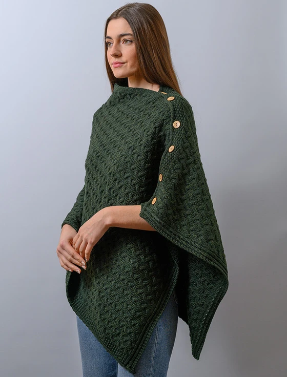 Super Soft Trellis Poncho -  Seaweed