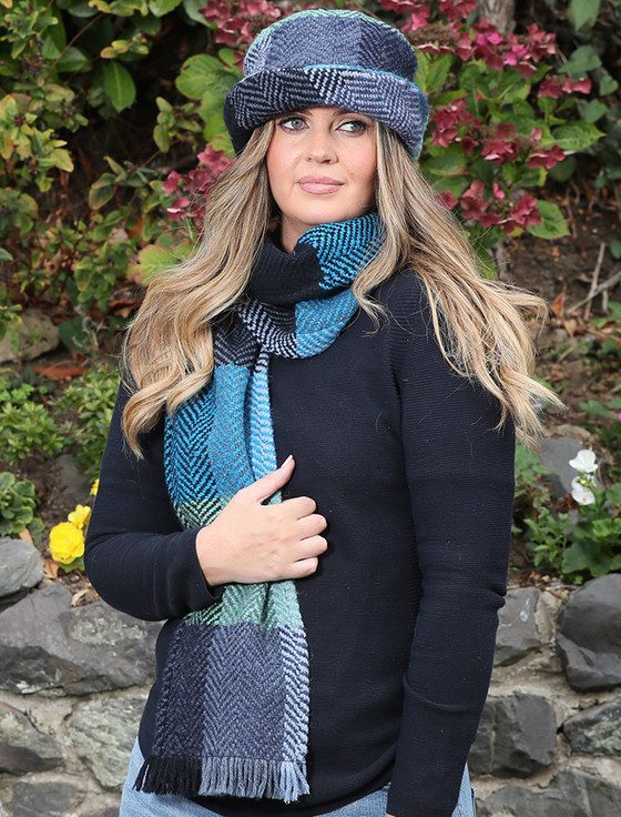 Wool Donegal Scarf - Blue