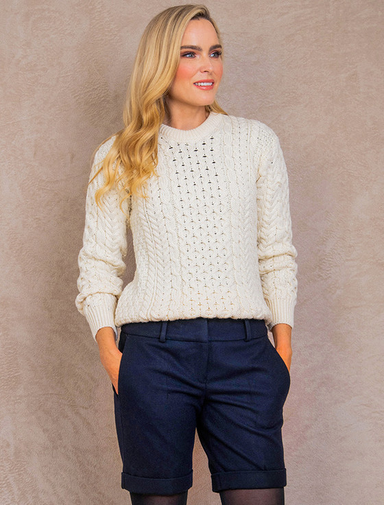 Maggie Tweed Shorts - Navy Fleck | Aran Sweater Market