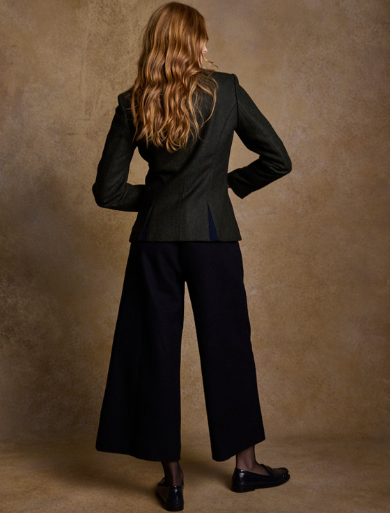 Enya Tweed Culottes - Green Herringbone | Aran Sweater Market