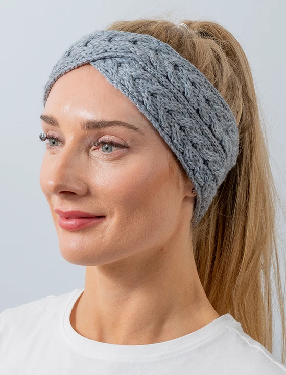 Supersoft Merino Crossover Headband - Ocean Grey