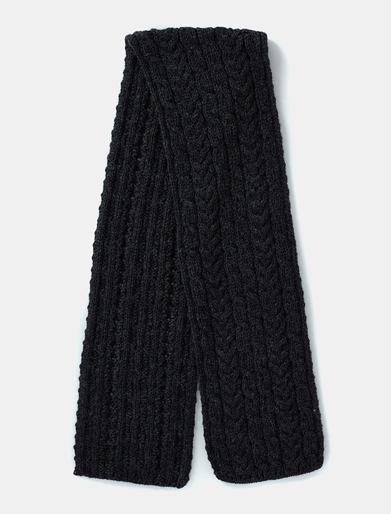 Aran Heritage Cable Scarf - Charcoal