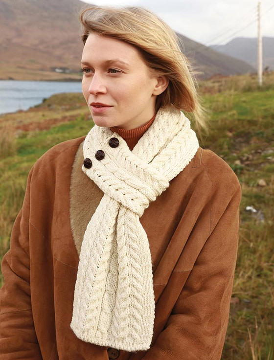 Aran Loop Scarf - Natural White