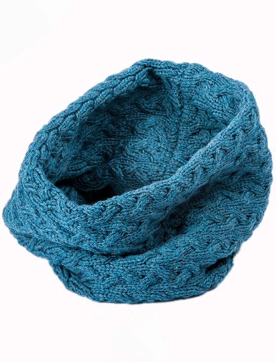 Super Soft Aran Infinity Scarf - Irish Sea