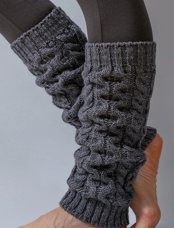 Merino Wool Aran Leg Warmers - Graphite