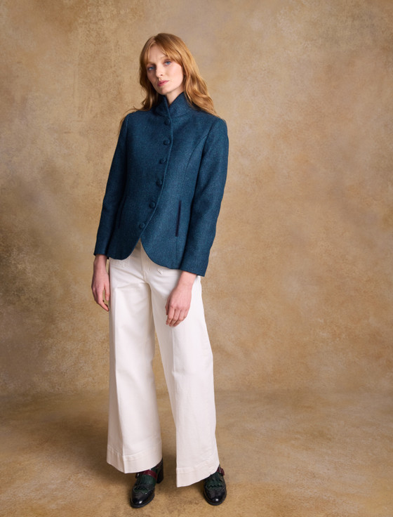 Nicole Tweed Jacket - Green Herringbone