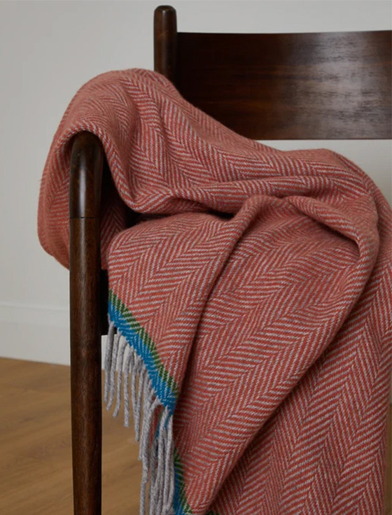Wool and Cashmere Throw - Dusty Pink & Soft Grey