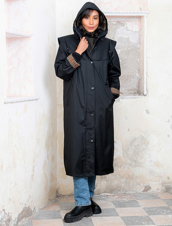 Jack Murphy Donegal Ladies Waterproof Full Length Coat - Black