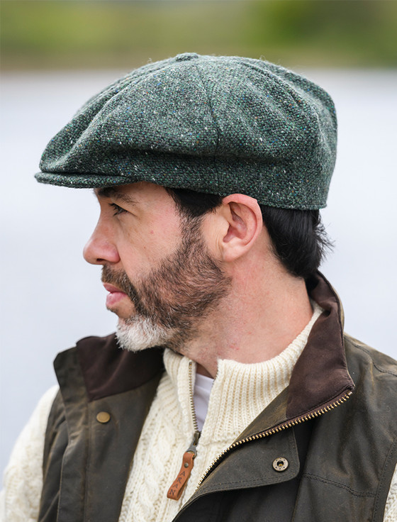 8 Piece Tweed Panel Cap - Green