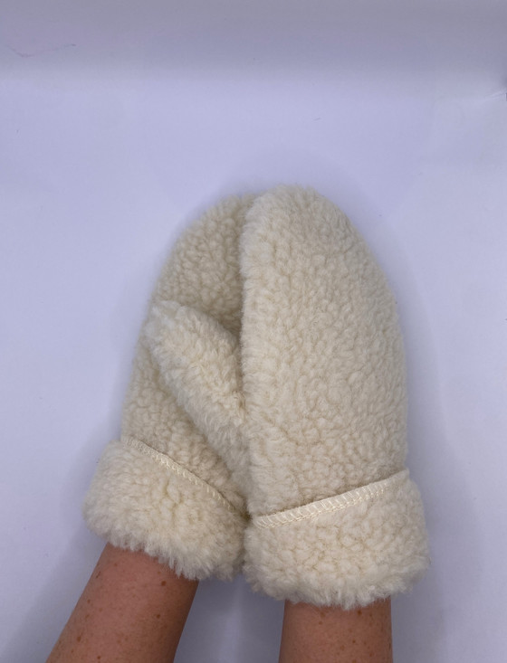 Adult Wool Mittens - White