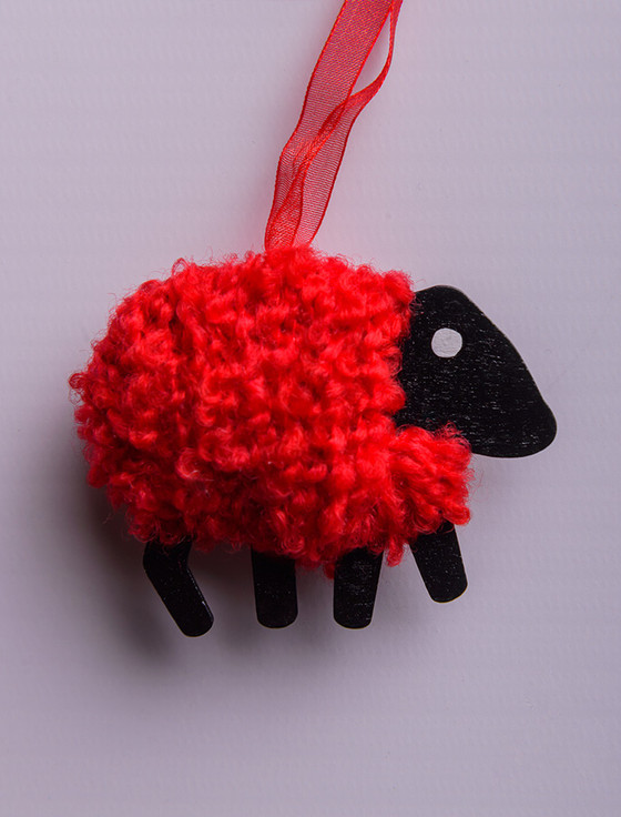 Irish Wool Sheep Decoration - Red