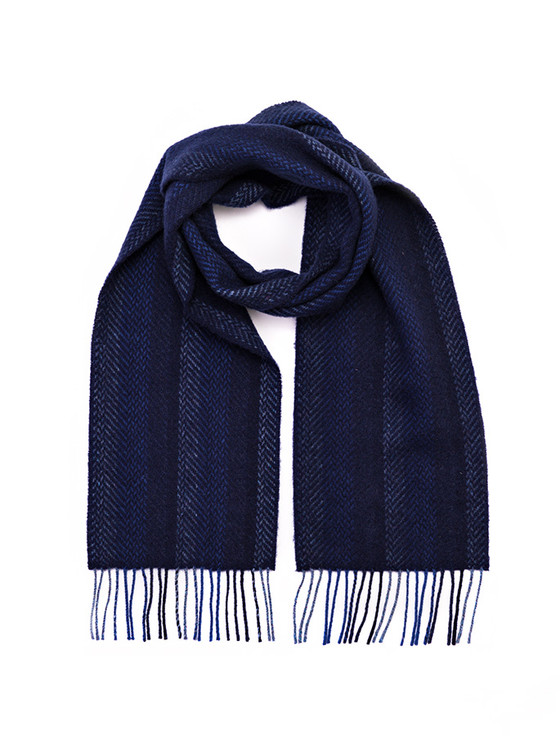 Irish Cashmere Merino Scarf - Navy Denim & Blue