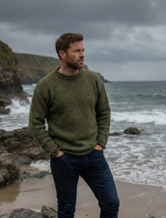 Gents Roll Neck Sweater - Sage Green