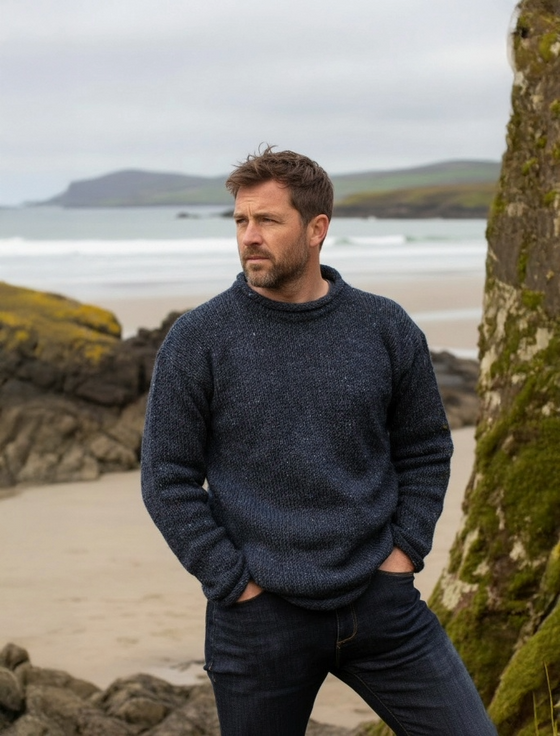 Gents Roll Neck Sweater - Deep Blue