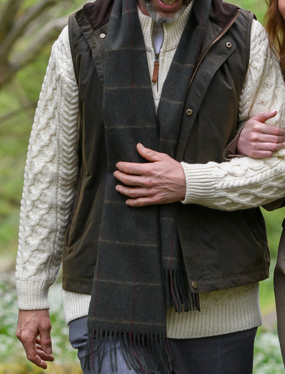 Lambswool Heritage Scarf - Green Box Tweed
