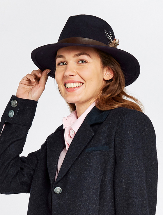 Ladies Gallagher Wool Felt Fedora - Navy