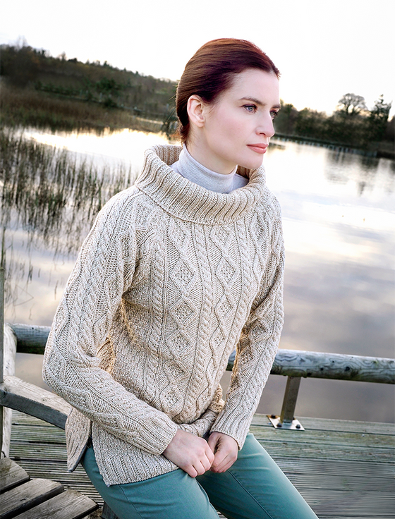 Ladies Annamoe Roll Neck Sweater - Parsnip