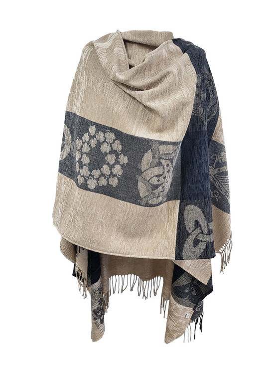 Celtic Dara Knot Ruana Wrap - Steel