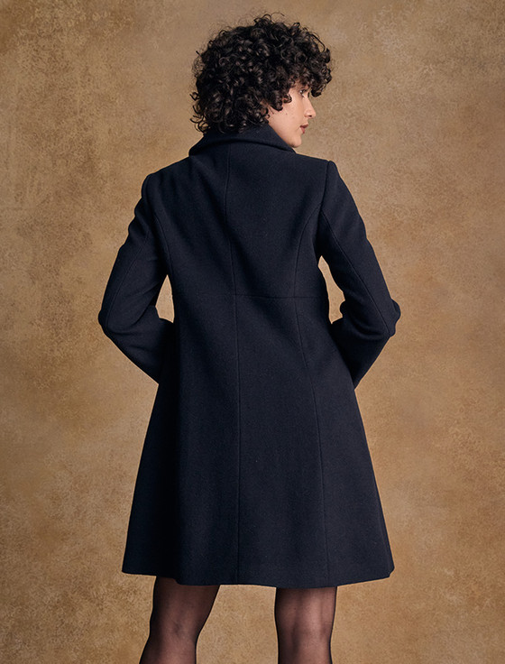 Aimee Tweed Coat - Navy Melton | Aran Sweater Market