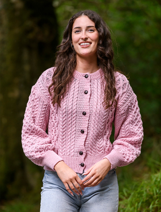 Cropped Wool Aran Cardigan | Aran Sweater Market