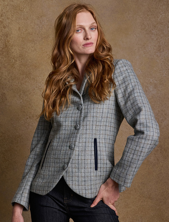 Nicole Tweed Jacket - Saffron Cobalt Check