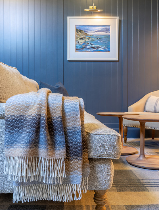 Merino Wool Cashmere Throw - Camel Grey & Brown