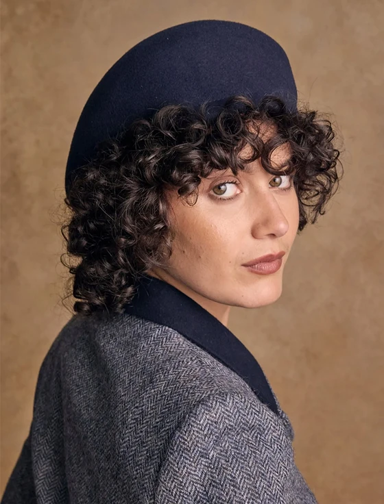 Ladies Galway Felt Flat Cap - Navy