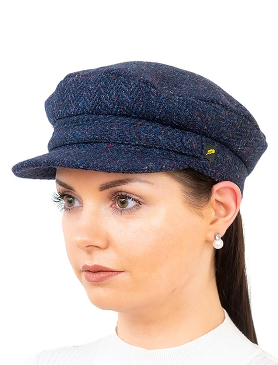 Skipper Cap - 100% Donegal Tweed  - Donegal Tweed - Navy