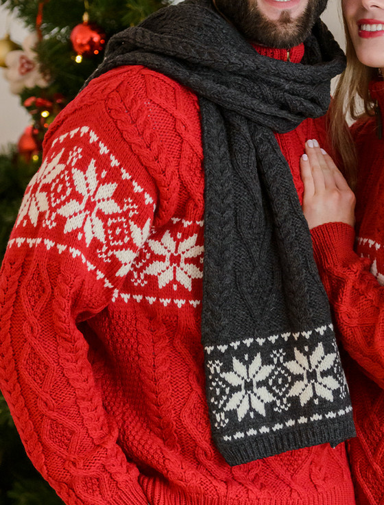Fairisle Snowflake Aran Scarf