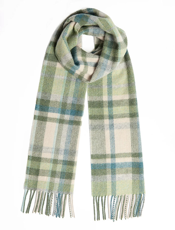 Lambswool Scarf - Green Turquoise Cream