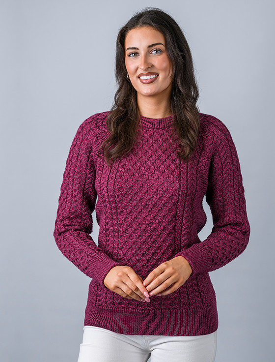 Ladies Crew Neck Raglan - Raspberry