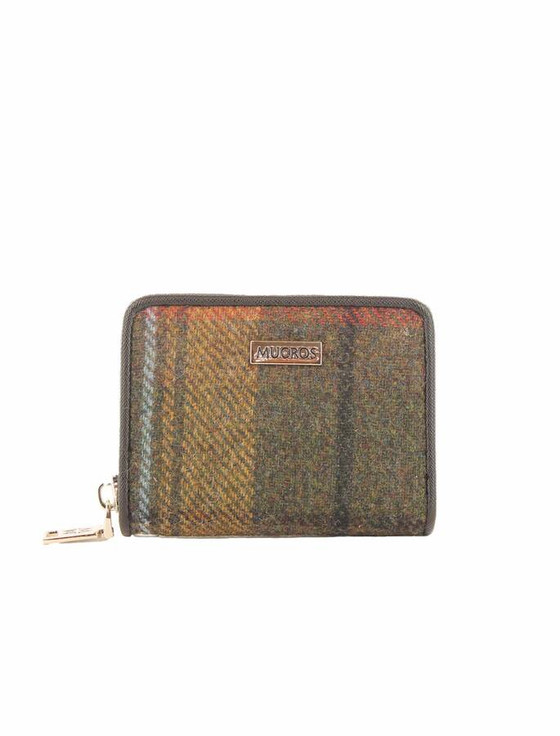 Mucros Tweed Card Holder - Green Red Mustard