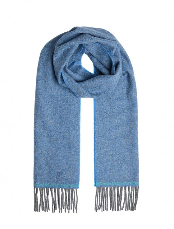 Lambswool Scarf - Cornish Blue Check