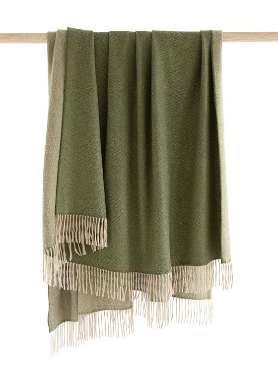 Wool Angora Throw Green Beige