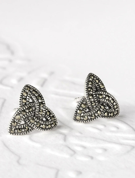 Silver Marcasite Trinity Knot Earrings