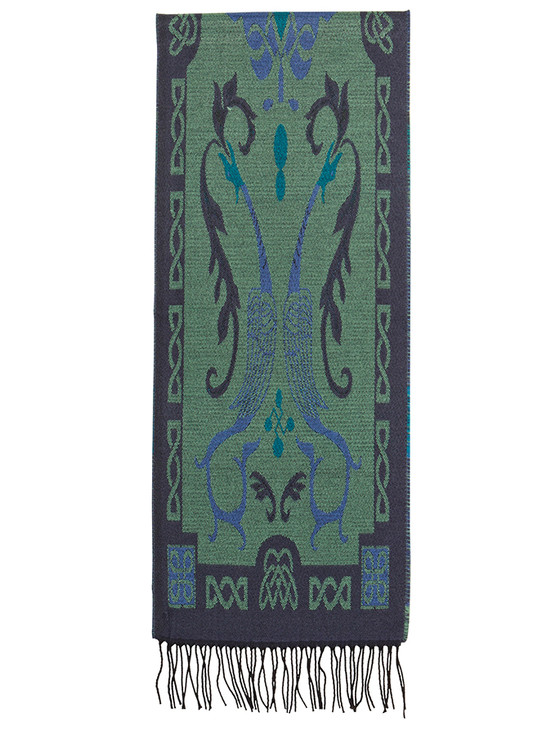 Celtic Motif Scarf - Blue Teal