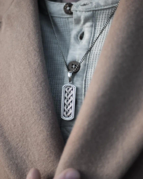 Silver Oxidised Celtic Ingot Pendant
